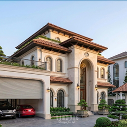 Thiết kế biệt thự Địa Trung Hải 2 tầng 1 tum 20x12m (240m2) BT2493