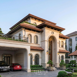 Thiết kế biệt thự Địa Trung Hải 2 tầng 1 tum 20x12m (240m2) BT2493