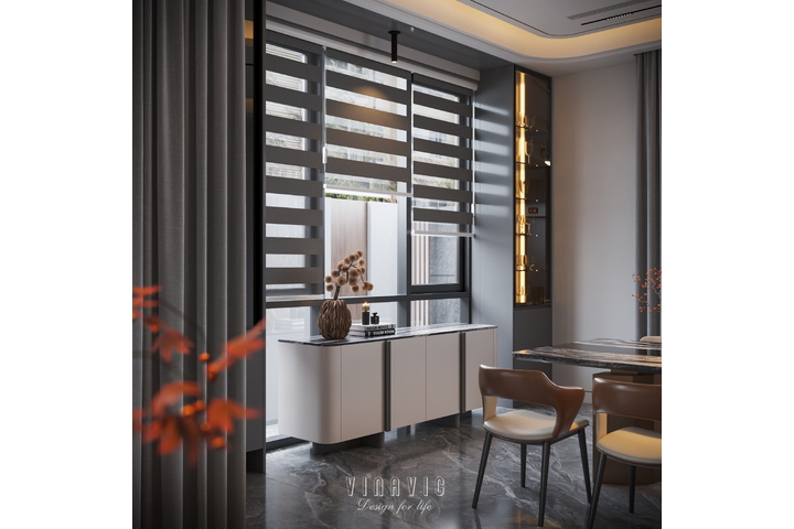 Mẫu thiết kế nội thất phòng khách - bếp biệt thự hiện đại tại Hưng Yên NT2375