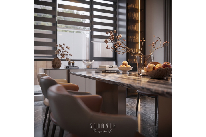 Mẫu thiết kế nội thất phòng khách - bếp biệt thự hiện đại tại Hưng Yên NT2375