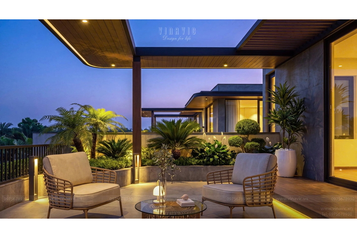 Thiết kế biệt thự hiện đại 4 tầng 247m2 (19x13m) BT2498