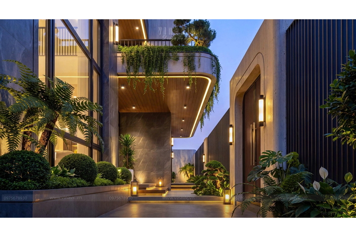 Thiết kế biệt thự hiện đại 4 tầng 247m2 (19x13m) BT2498