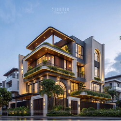 Thiết kế biệt thự hiện đại 4 tầng 247m2 (19x13m) BT2498