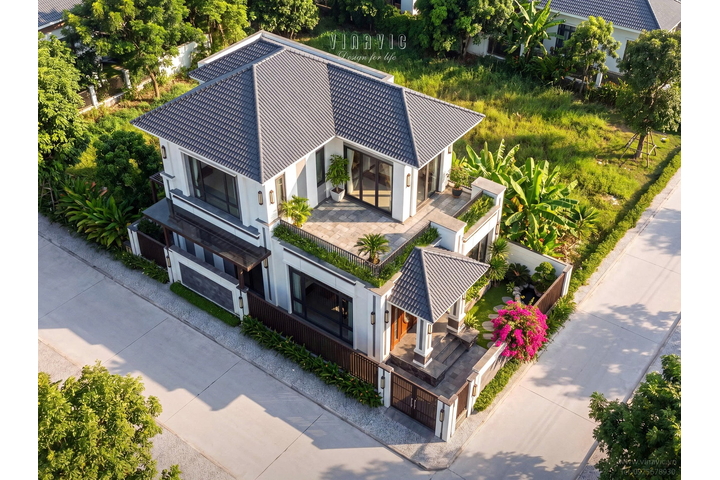 Mẫu nhà phố hiện đại 2 tầng mái Nhật 18x10m NP2371