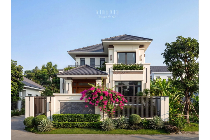 Mẫu nhà phố hiện đại 2 tầng mái Nhật 18x10m NP2371
