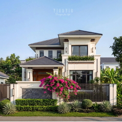 Mẫu nhà phố hiện đại 2 tầng mái Nhật 18x10m NP2371