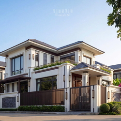 Mẫu nhà phố hiện đại 2 tầng mái Nhật 18x10m NP2371