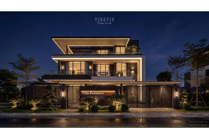 Biệt thự biệt thự hiện đại 3 tầng mái bằng 18x19m (342m2) BT2506