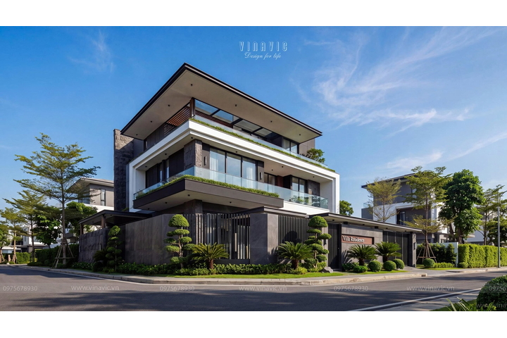 Biệt thự biệt thự hiện đại 3 tầng mái bằng 18x19m (342m2) BT2506