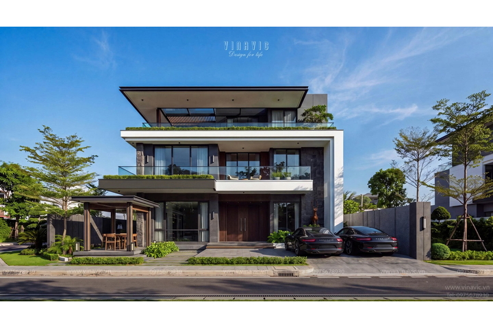 Biệt thự biệt thự hiện đại 3 tầng mái bằng 18x19m (342m2) BT2506