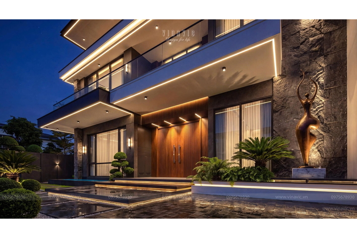 Biệt thự biệt thự hiện đại 3 tầng mái bằng 18x19m (342m2) BT2506