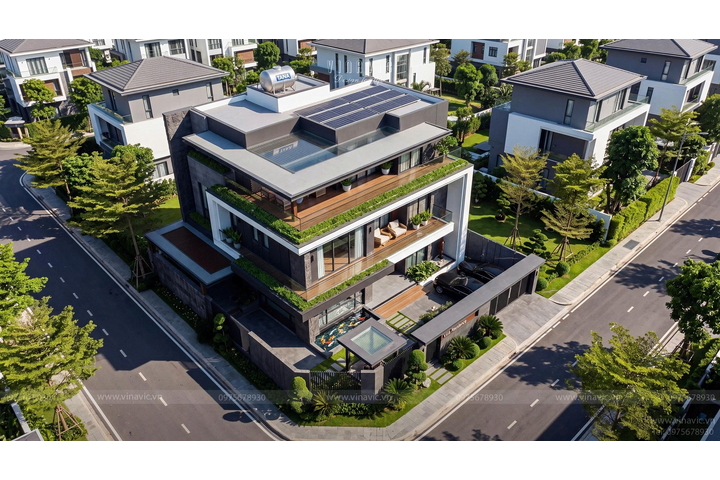 Biệt thự biệt thự hiện đại 3 tầng mái bằng 18x19m (342m2) BT2506