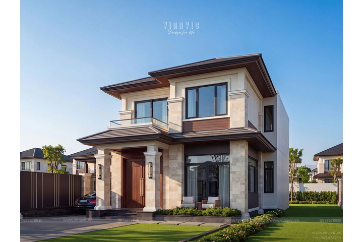 Biệt thự hiện đại 2 tầng mái Nhật 12x17m (204m2) BT2507