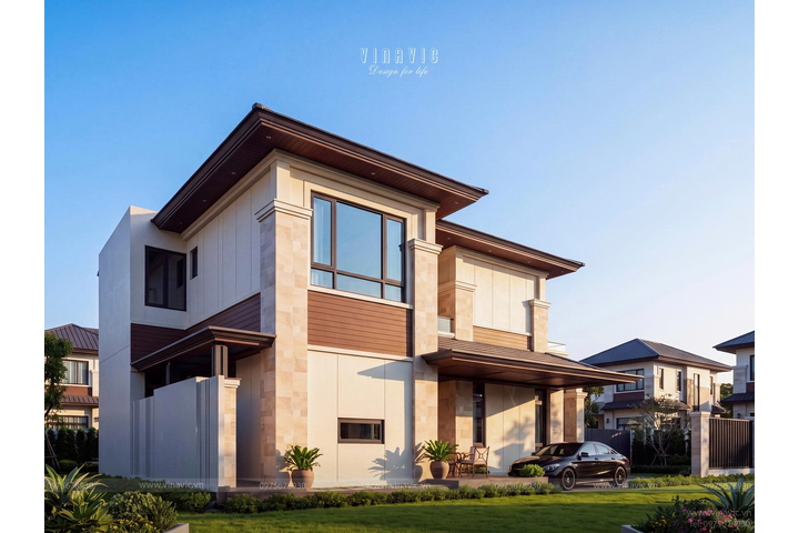 Biệt thự hiện đại 2 tầng mái Nhật 12x17m (204m2) BT2507