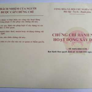 Chứng chỉ hành nghề hoạt động xây dựng