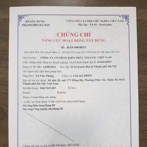 Chứng chỉ năng lực hoạt động xây dựng