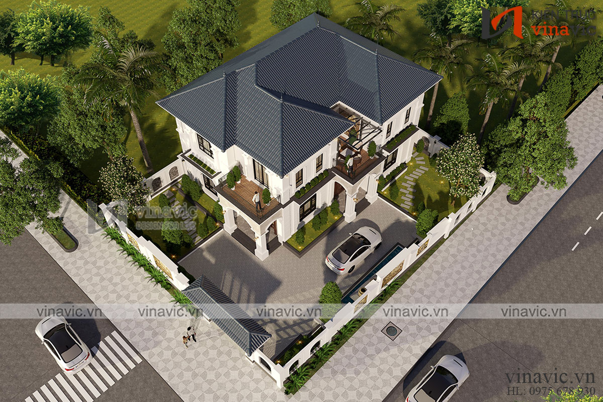 Biệt thự 2 mặt tiền 2 tầng hiện đại mái nhật BT2104