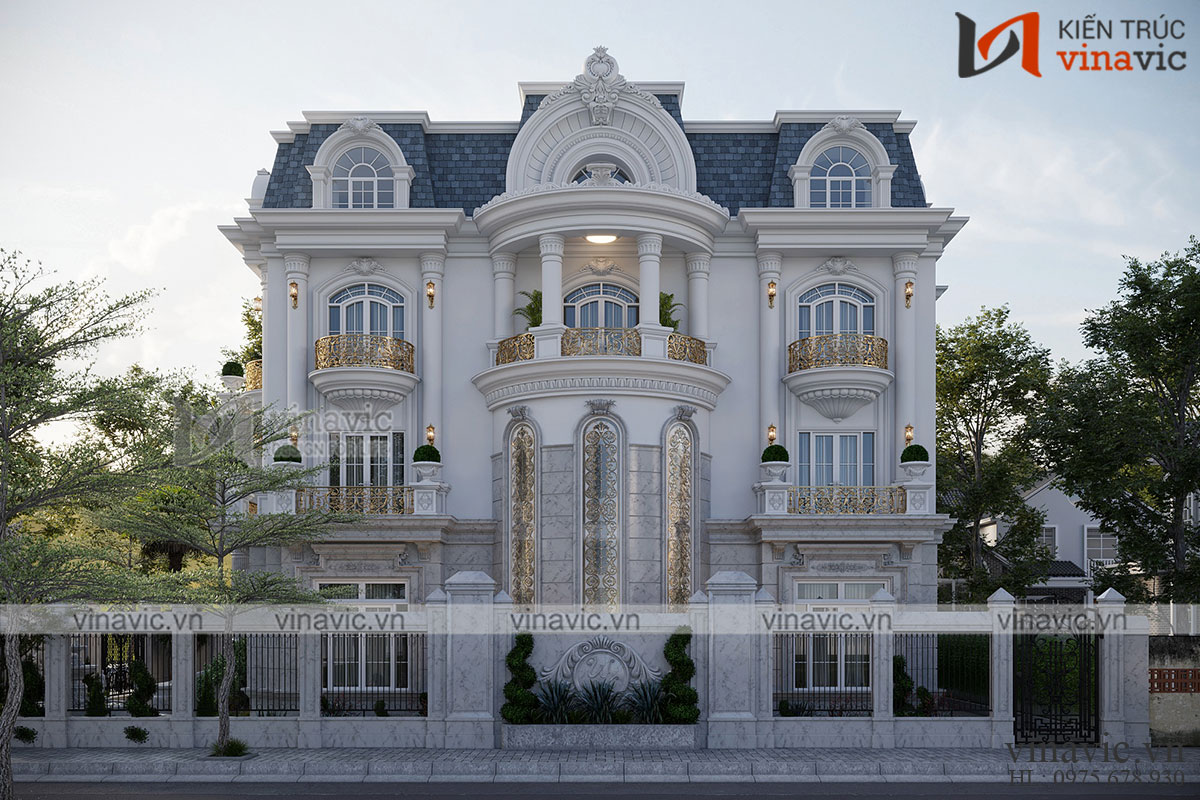 Biệt thự 3 tầng tân cổ điển 2 mặt tiền ở cần thơ BT2105