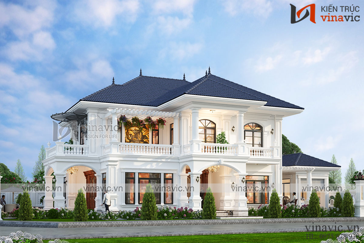 Thiết kế biệt thự tân cổ điển 2 mặt tiền ở Cần Thơ bt2110
