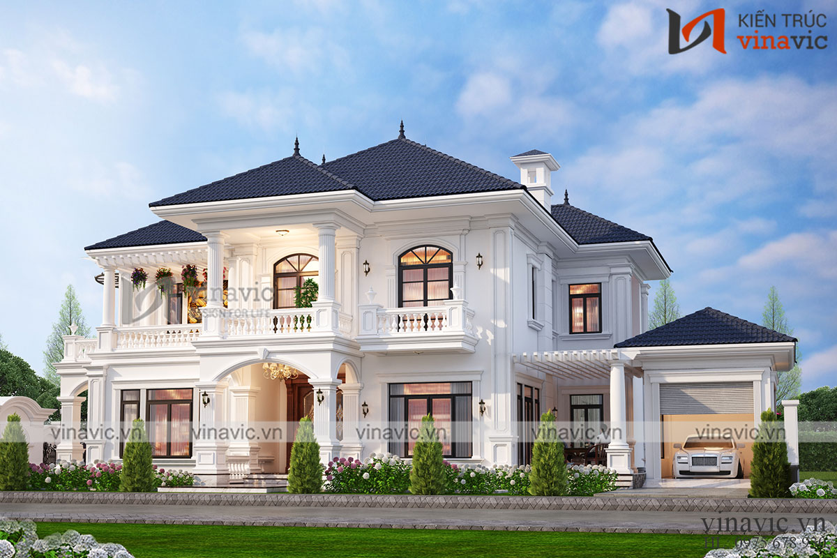 Thiết kế biệt thự tân cổ điển 2 mặt tiền ở Cần Thơ bt2110