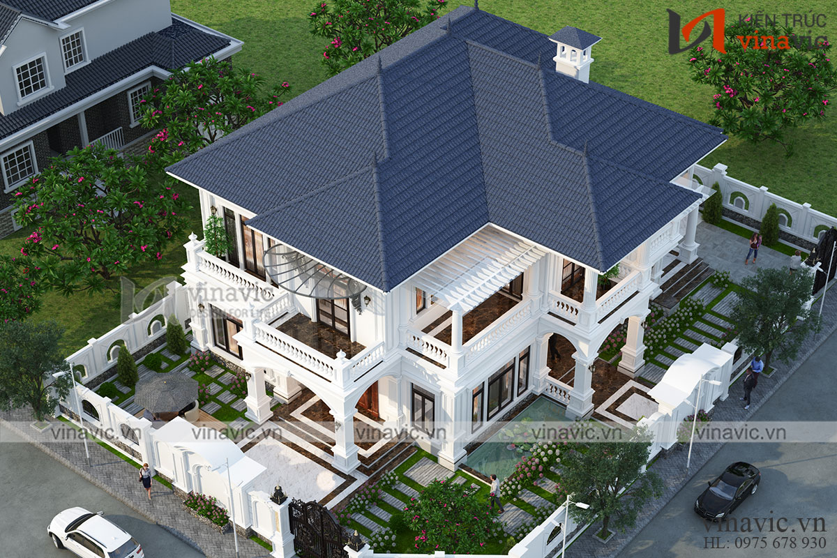 Thiết kế biệt thự tân cổ điển 2 mặt tiền ở Cần Thơ bt2110