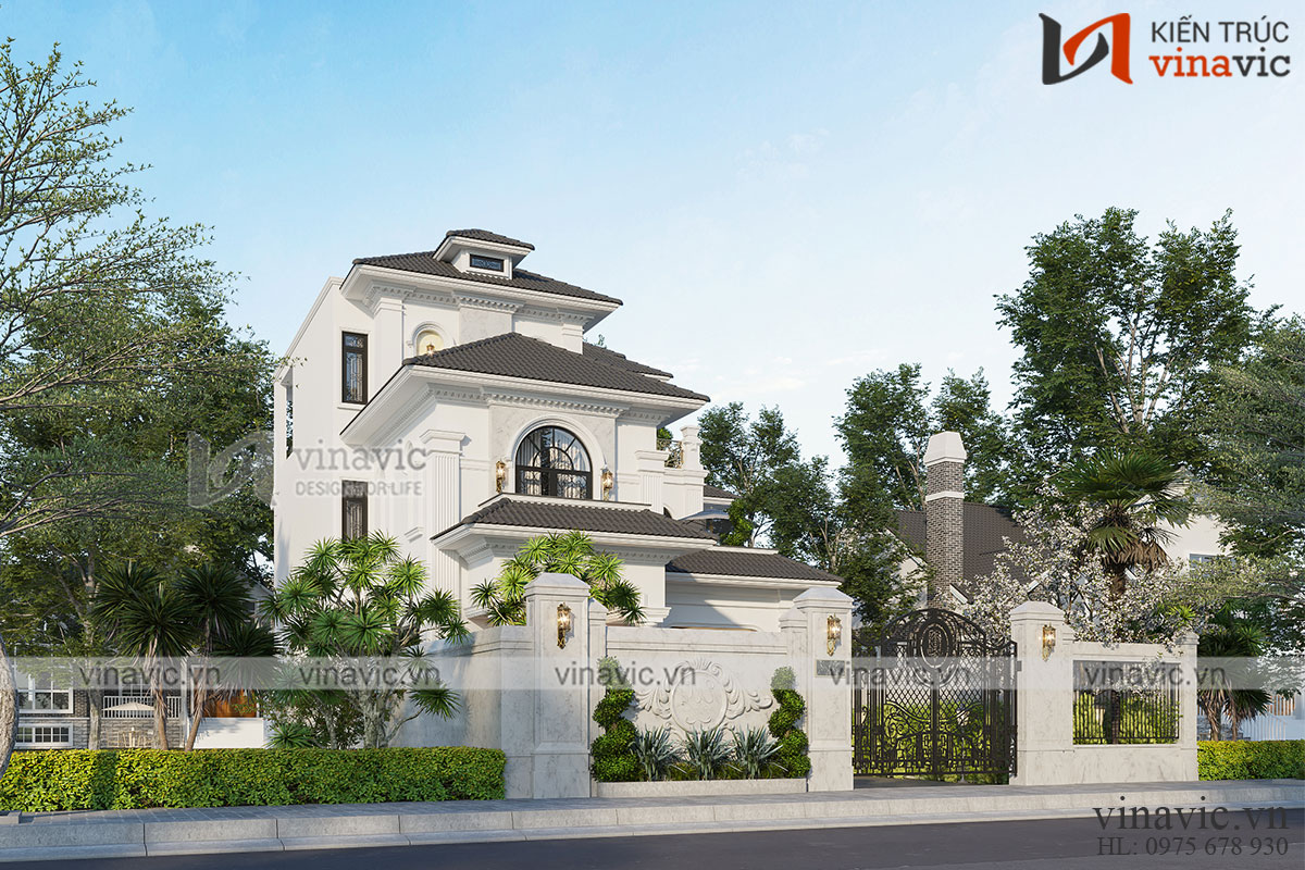 Nhà hình chữ nhật 3 tầng 365m2 phong cách tân cổ điển bt2111 Nhà hình chữ nhật 3 tầng 365m2 phong cách tân cổ điển bt2111