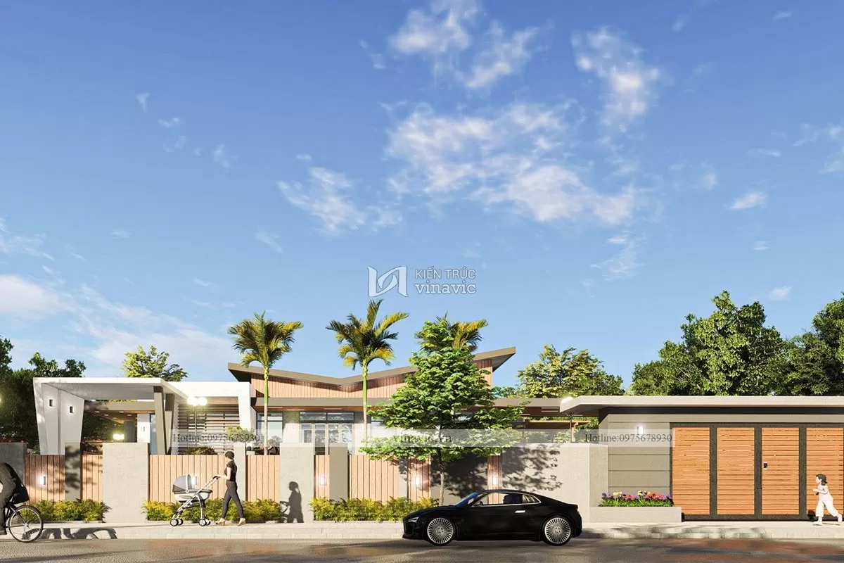 biệt thự 1 tầng 4 phòng ngủ hiện đại BT2116