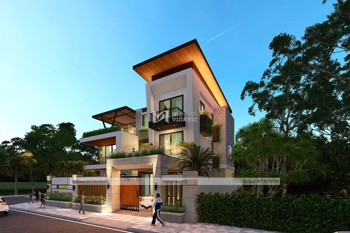 Mẫu nhà hiện đại 3 tầng 2 mặt tiền ở An Giang