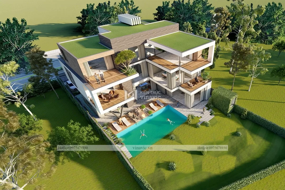 Biệt thự nghỉ dưỡng 3 tầng hiện đại kiểu singapore