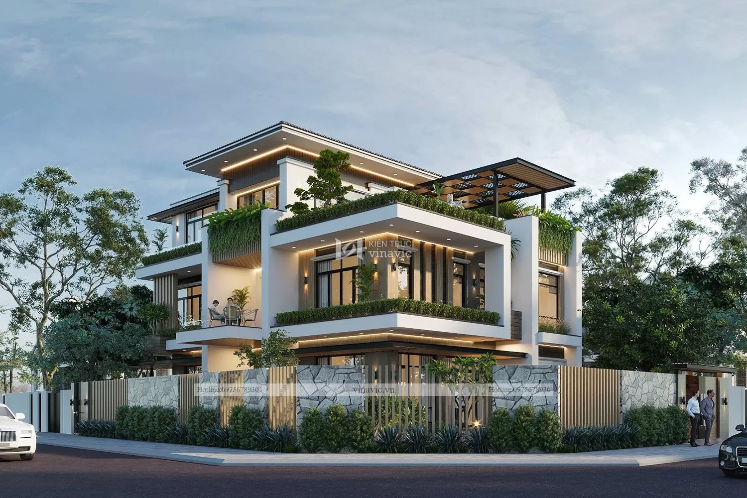 Biệt thự lô góc 2 mặt tiền 3 tầng hiện đại 