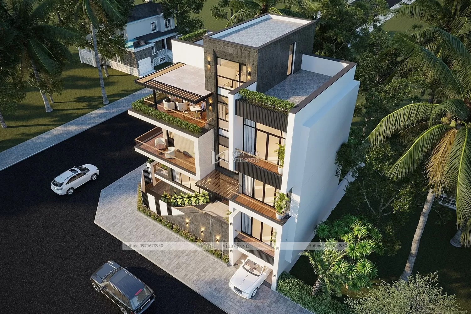 Biệt thự lô góc 2 mặt tiền 3 tầng hiện đại