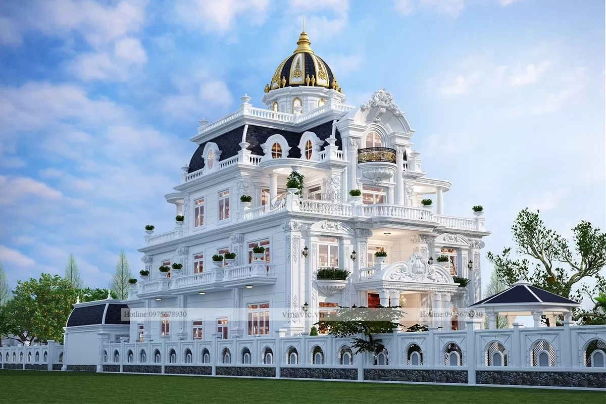 Thiết kế lâu đài cổ điển 4 tầng ở Bình Định