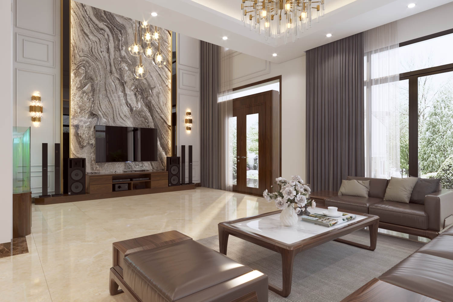 Thiết kế 3D nội thất biệt thự hiện đại ở Hải Dương NT2101