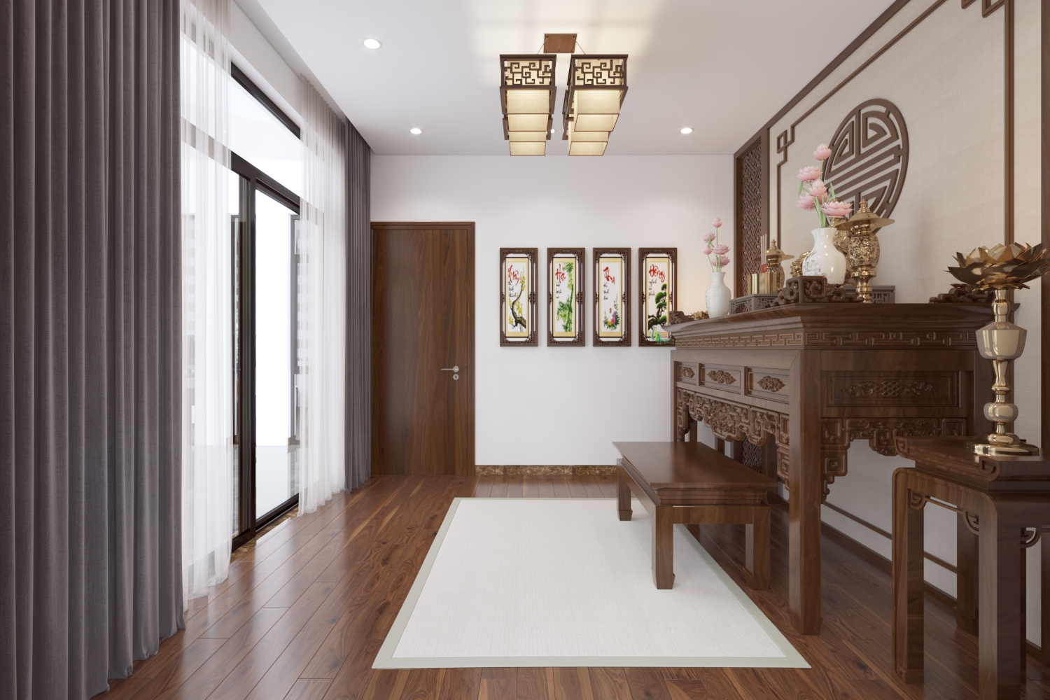 Thiết kế 3D nội thất biệt thự hiện đại ở Hải Dương NT2101