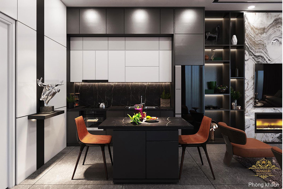 Nội thất phòng khách biệt thự song lập nt2103