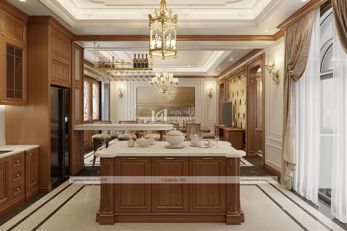 Thiết kế nội thất gỗ tự nhiên phong cách tân cổ điển nt2104