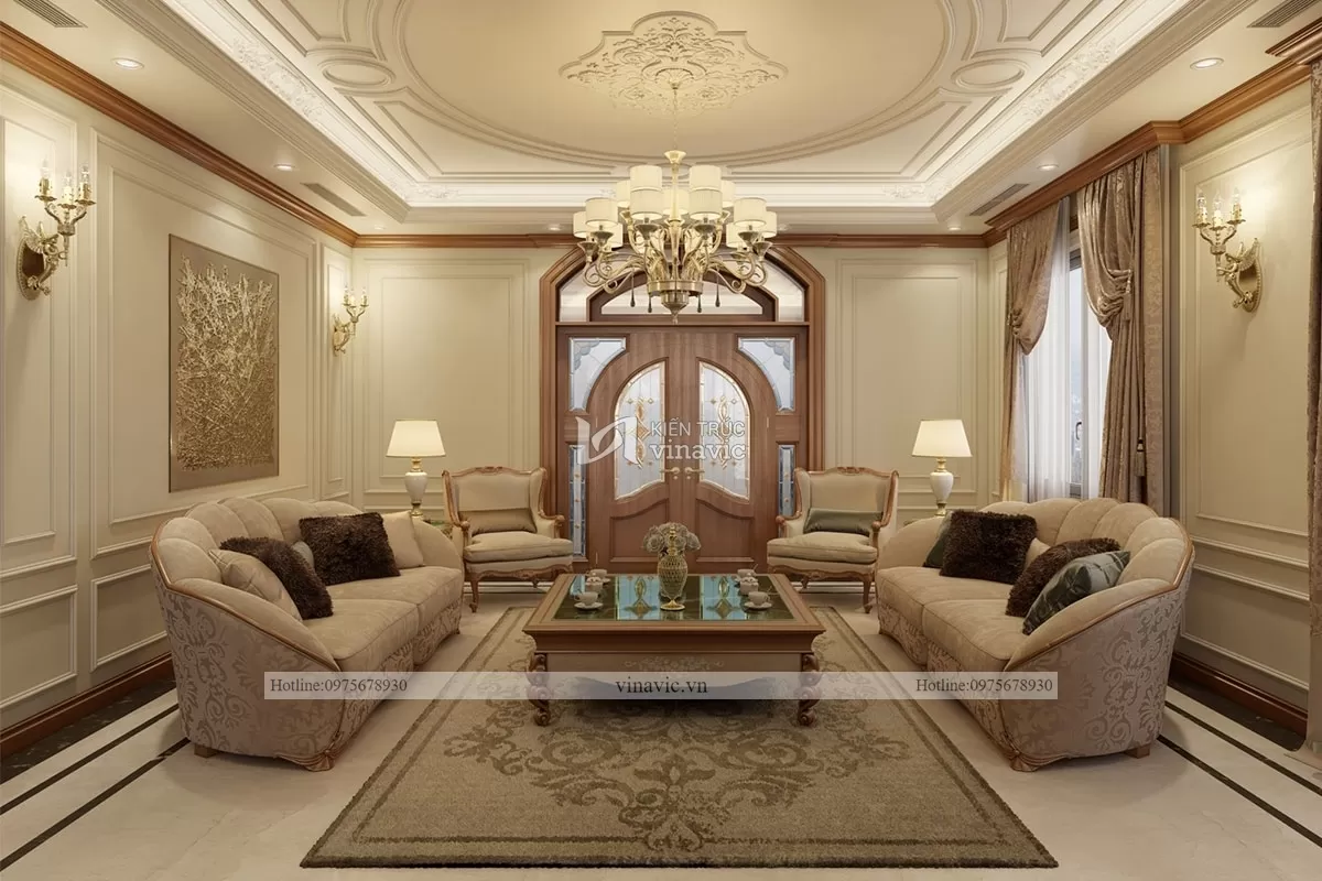 Thiết kế nội thất gỗ tự nhiên phong cách tân cổ điển nt2104