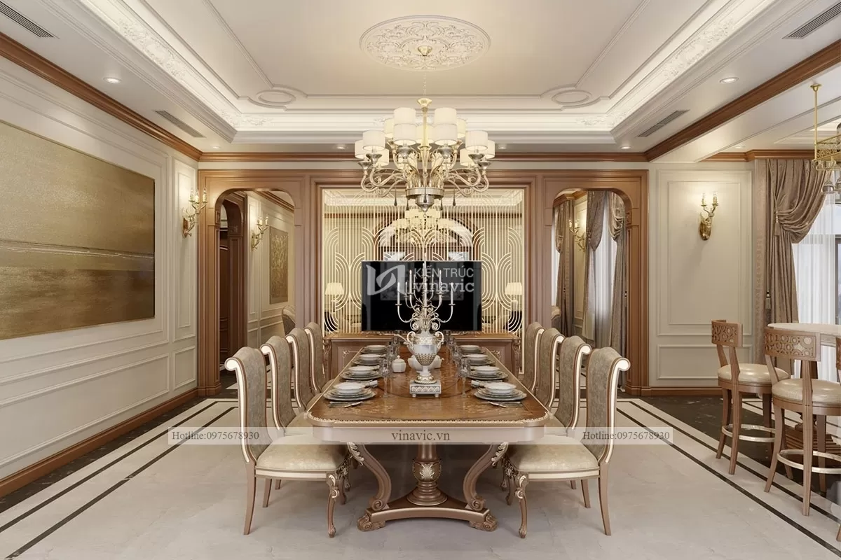 Thiết kế nội thất gỗ tự nhiên phong cách tân cổ điển nt2104