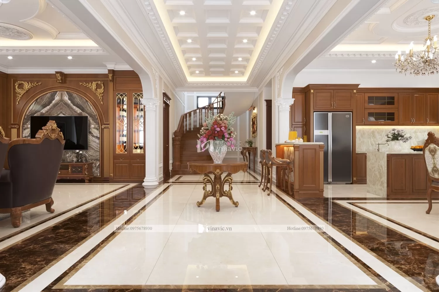 Thiết kế nội thất biệt thự 2 tầng view tầng 1