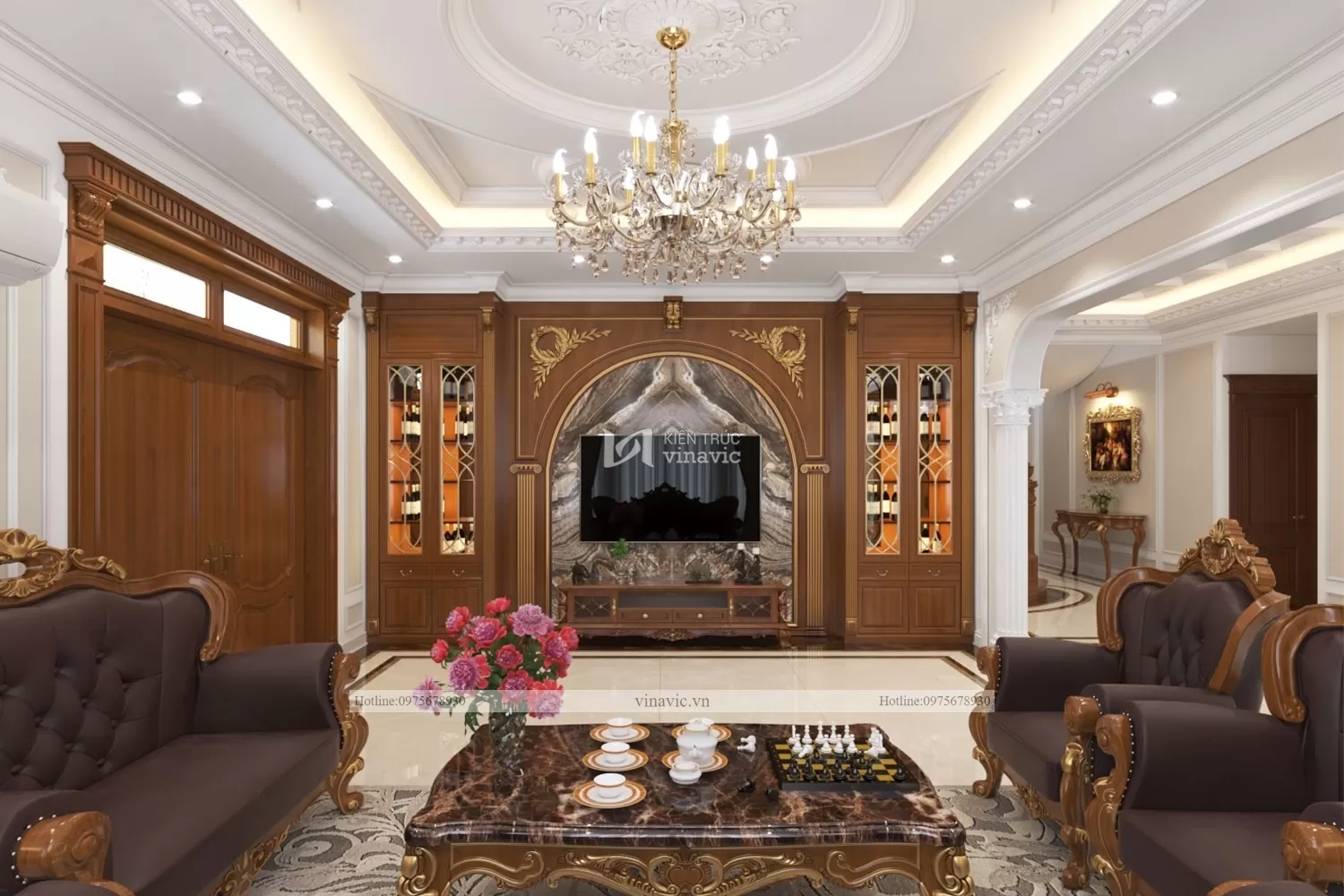 Thiết kế nội thất biệt thự 2 tầng view phòng khách