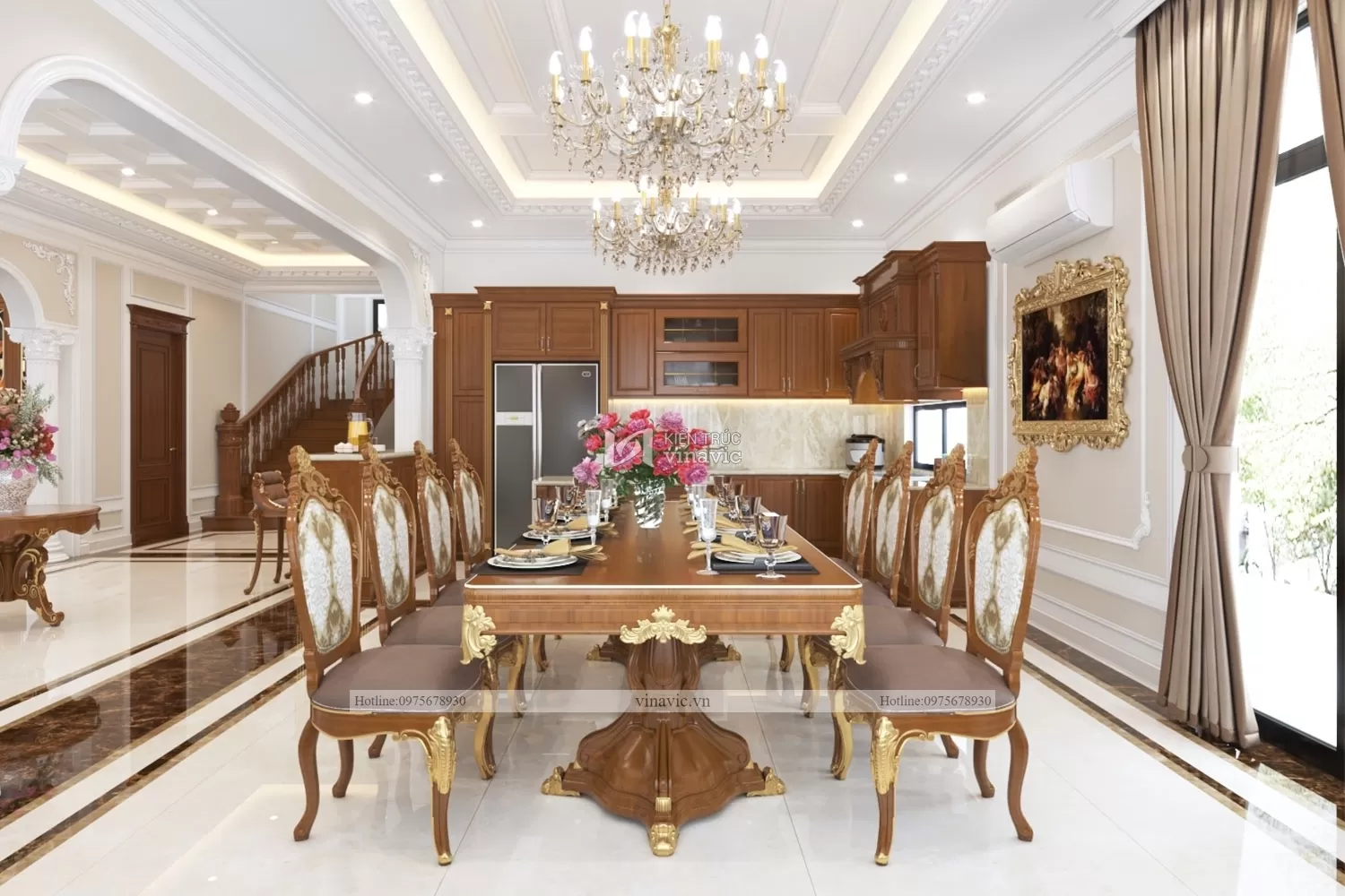 Thiết kế nội thất biệt thự 2 tầng view phòng ăn