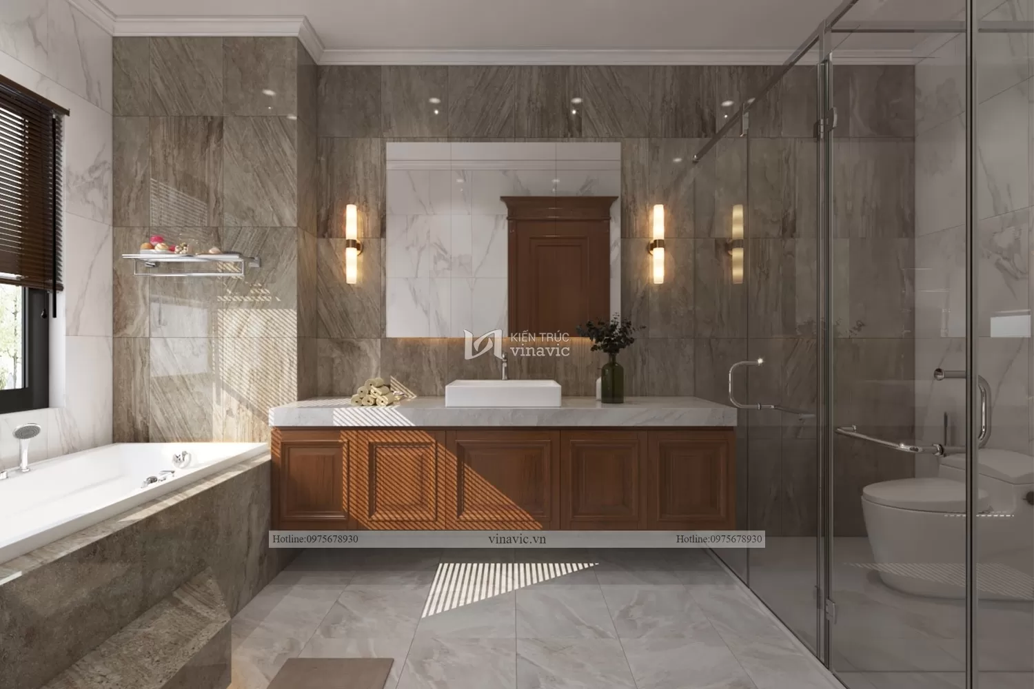 Thiết kế nội thất biệt thự 2 tầng view phòng WC