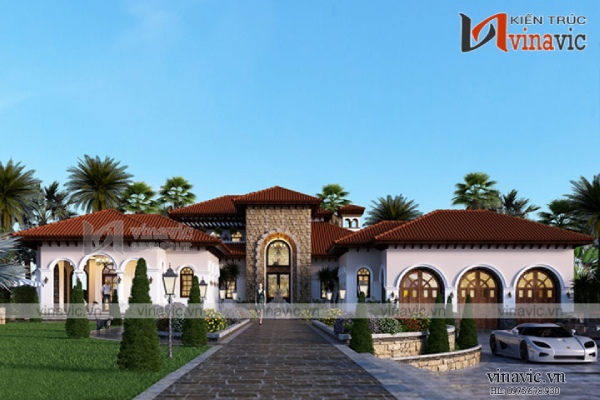 Phối cảnh chính diện biệt thự 1 tầng cao cấp