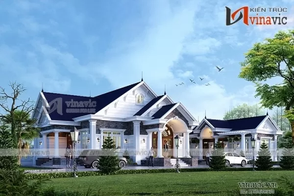 Phối cảnh nhìn từ khuôn viên biệt thự