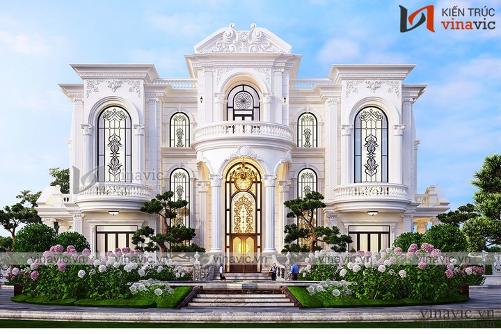 Đánh giá tổng thể mặt tiền biệt thự tân cổ điển 3 tầng BT2107