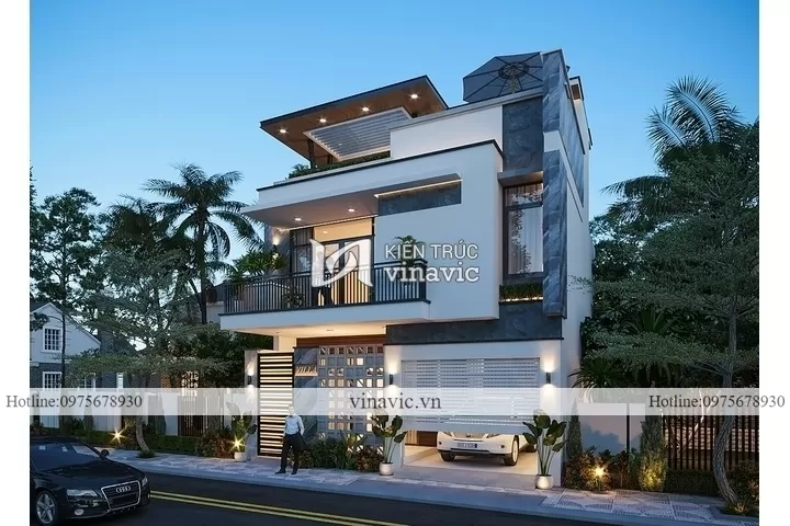 Mẫu biệt thự 2 tầng hiện đại 100m2 rộng 9m sâu 11m BT2231