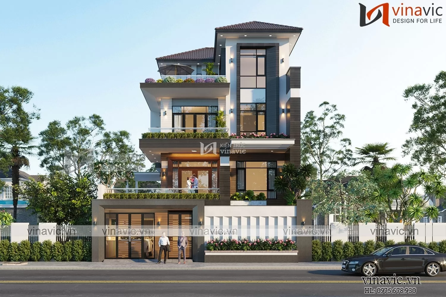 Biệt thự hiện đại 3.5 tầng mái Nhật