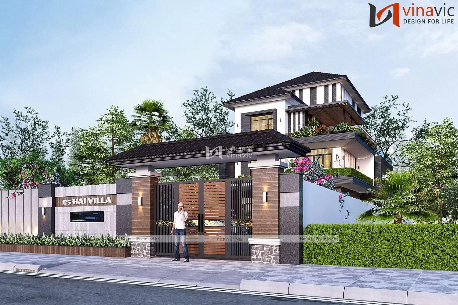 Mẫu thiết kế nhà đẹp 3 tầng hiện đại kích thước 10x21m