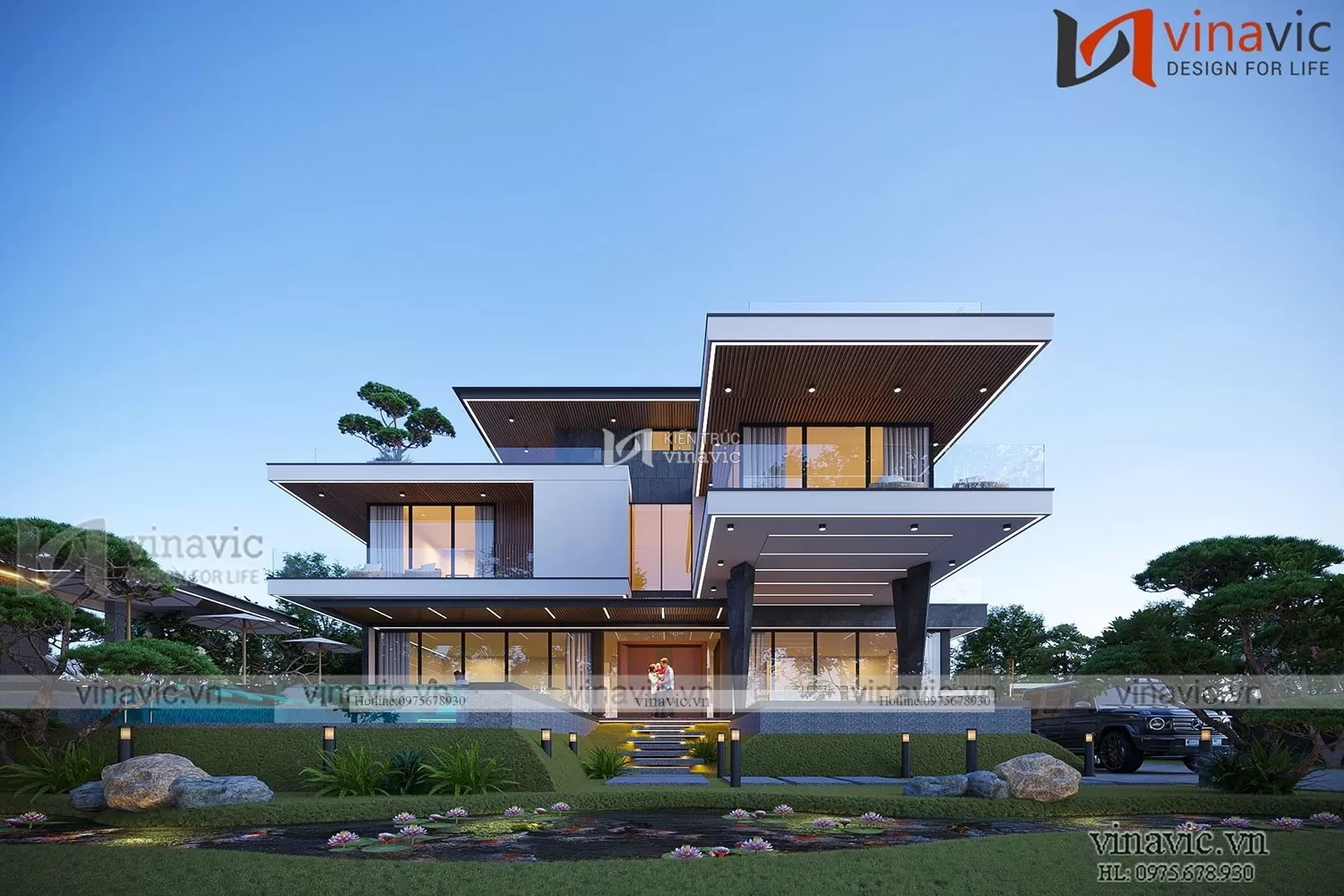 Mặt tiền mẫu nhà vườn 2 tầng hiện đại