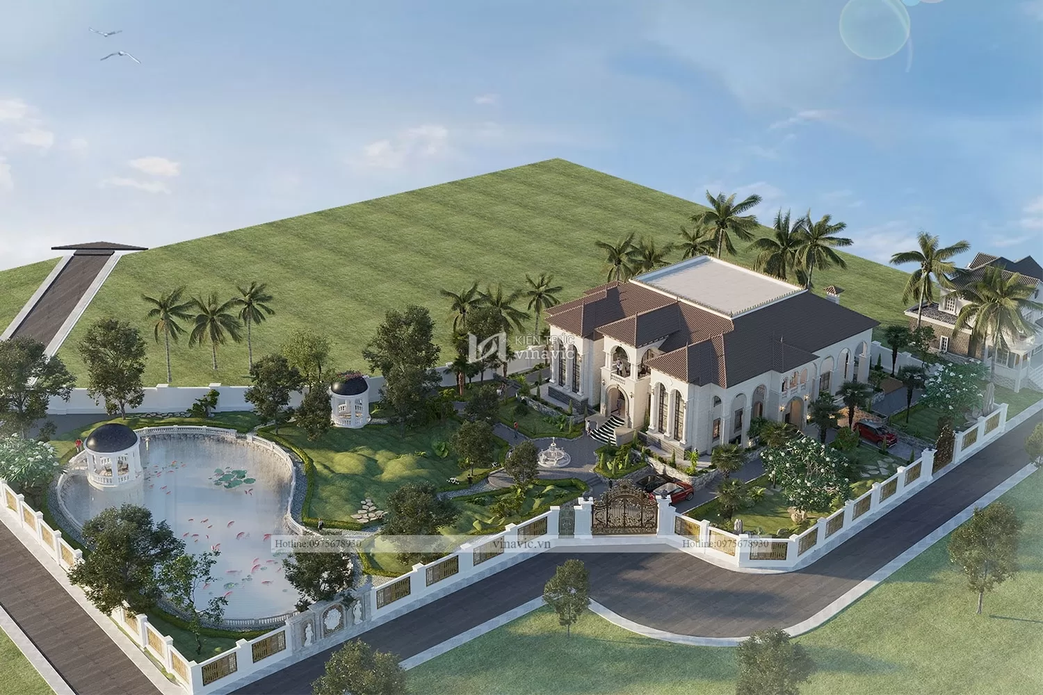 Phối cảnh tổng thể mẫu nhà địa trung hải 2 tầng